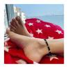 silver anklets with black beads