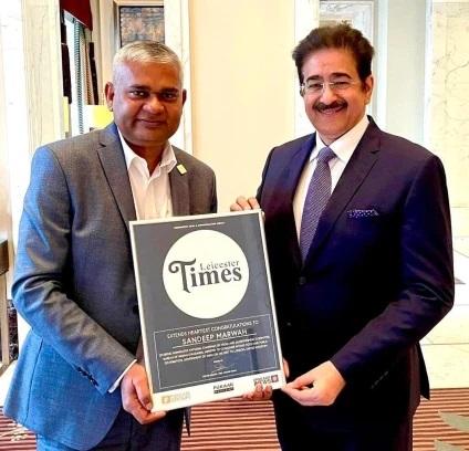 Sandeep Marwah Honored by Leicester Times in London