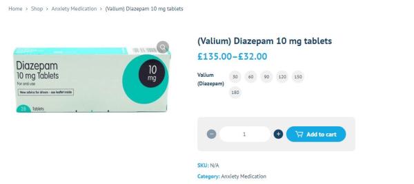 Online order (Valium) Diazepam 10 mg tablets
