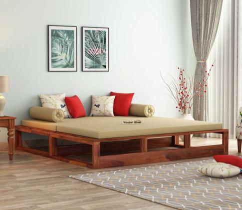 Buy Bacon Divan Cum Bed with Mattress (King Size, Honey Finish) Jaipur