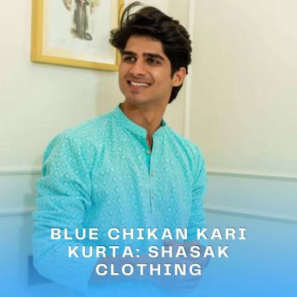 Shasak Clothing: Buy Blue Chikan Kari Kurta for Men Online in Inida.