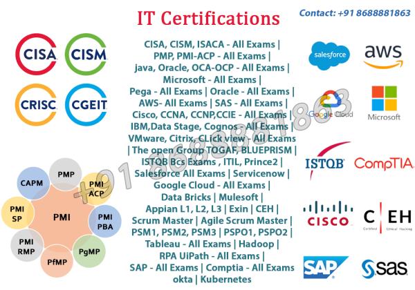 All IT Certifications / Work supports : +91 8898888448