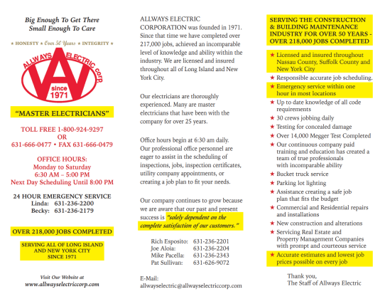 Licensed Electric Repair Service on Long Island at Allways Electric Corp.
