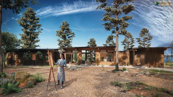 Transforming Spaces: Exceptional 3D Architectural Rendering Services for a Modern Glass House in Delhi, India