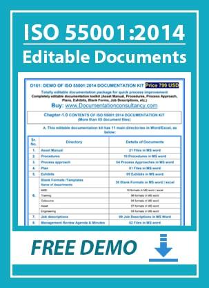 ISO 55001 Documents with Manual, Audit checklist, Procedures