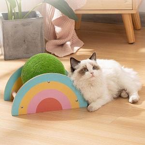 Give your feline friend a fun way to scratch with our Wooden Sisal Cat Scratcher Wheel