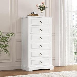 Organize in style with our Modern Farmhouse 6-Drawer Tall Dresser!