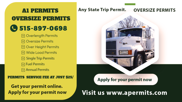 Oversize permits and Overweight Permits with IOWA A1 Trucking Company