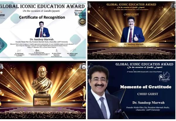 Sandeep Marwah Honoured on Mahatma Gandhi Jayanti with Global Iconic Education Award