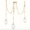 Vintage Brass Daith Chandelier with Etched Glass Shades