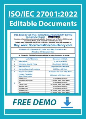 ISO 27001 Documents for ISMS- Manual, Audit checklist, Procedures