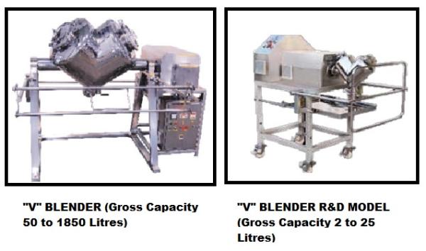 “V” Blender (Capacity 50 To 1850 Litres and R&D Model Capacity 02 To 25 Litres)