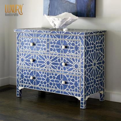 Add a Stylish Touch with a Blue Bone Inlay Chest of Drawers
