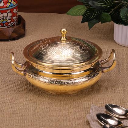 Beautiful Brass Serving Pot with Lid – Ideal for Special Occasions