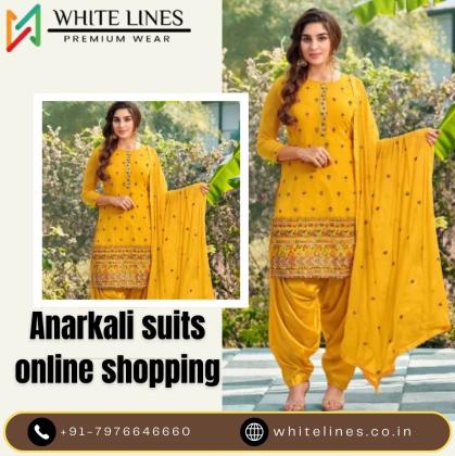 Designer Anarkali Suits Online at Whitelines Perfect Blend