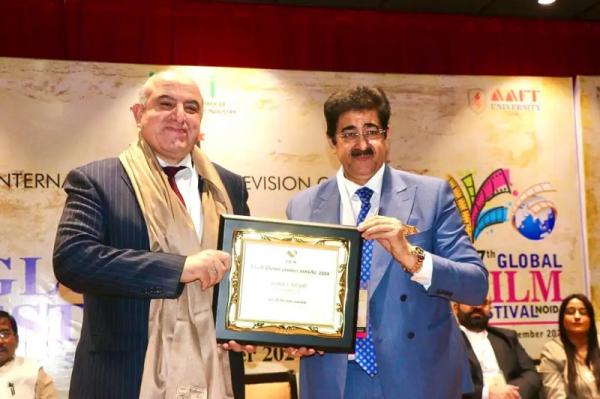 H.E. Ali Achoui, Ambassador of Algeria to India, Honored with the Hindi Cinema Samman Award at GFFN