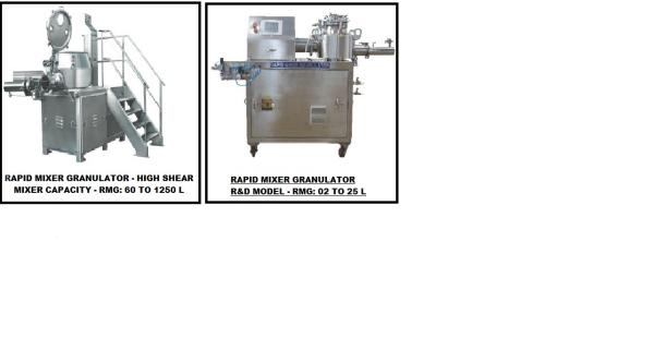 Rapid Mixer Granulator - High Shear Mixer (Capacity - 60 To 1250 L and R&D Model - 02 To 25 L)