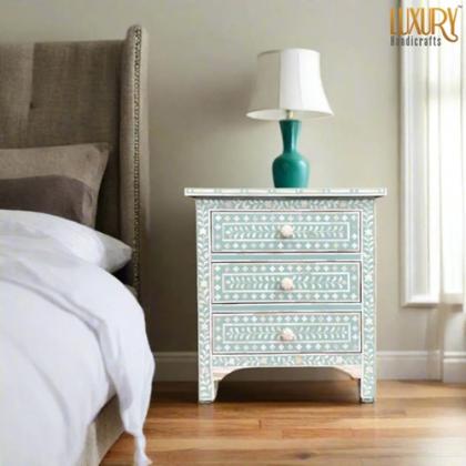 Style with a 3-Drawer Bone Inlay Bedside Table
