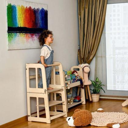 Foldable Learning Tower for Safe, Compact & Adjustable Step