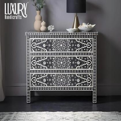 Grey Bone Inlay Chest of Drawers