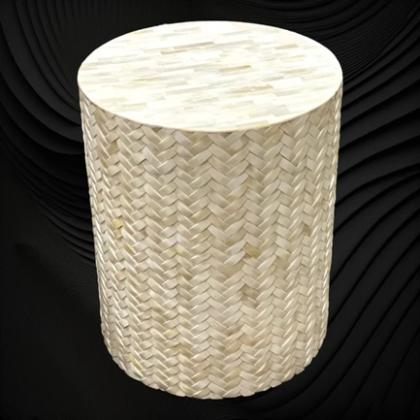 White Bone Inlay Side Table for Sale