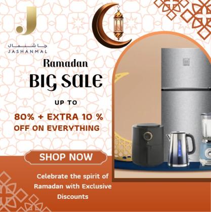 Ramadan Sale!! Up to 80% Off + 10% Extra Off on Almost Everything with Jashanmal Coupon Code!