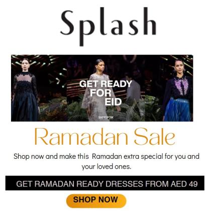 Splash UAE Coupon Code: Get Ramadan Ready Dresses from AED 49 Onwards