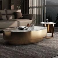Transform your living room with the Modern Minimalist Marble Oval Coffee Table