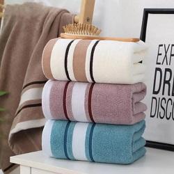 Wrap yourself in luxury with the Soft Striped Cotton Bath Towel!