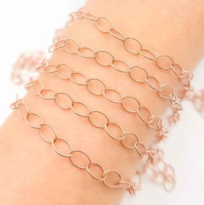14k gold filled heart link chain