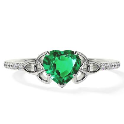 Buy Emerald Engagement Rings with Prong Set Diamonds
