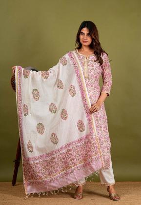Floral Print cotton Kurta Set, Mul Chanderi 2 Piece Kurta Set, Mul Chanderi fabric women dress