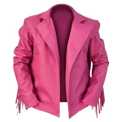 Jason Momoa A Minecraft Movie Pink Fringe Jacket