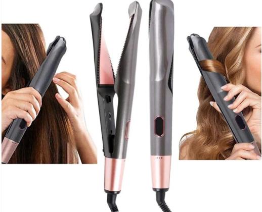 Lisseur 2 en 1 pour cheveux bouclés avec fer à lisser