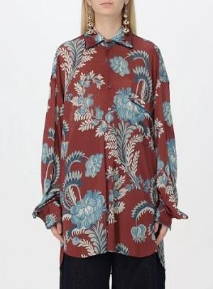 Make a bold statement with this oversized floral semi-transparent shirt