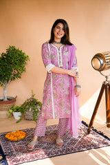 Shop Beautiful Printed Suits Neck Designs with Lace for Women in All Events
