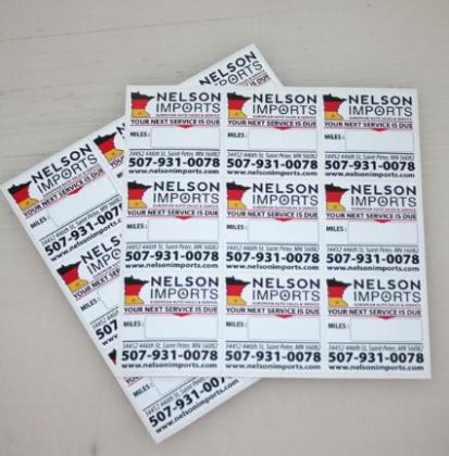 vehicle service stickers