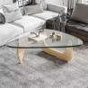 Elevate your living space with this stunning mid-century glass triangle coffee table!