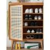 Say goodbye to clutter with this White Oak Rattan Shoe Cabinet