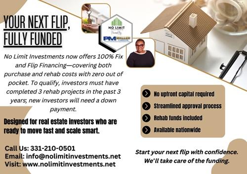 Your Next Flip, Fully Funded — 100% Financing Now Available