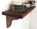 Elegant Wood Bracket Shelving with Mahogany Accents