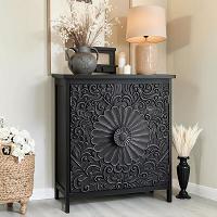 Add character and charm to any room with this Black Distressed Cabinet