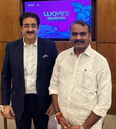 Minister Dr. L. Murugan Lauds Dr. Sandeep Marwah’s Four Decades of Service to Media and Entertainment at WAVES Summit