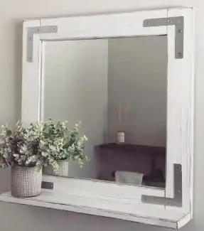 Round Mirror with Shelf