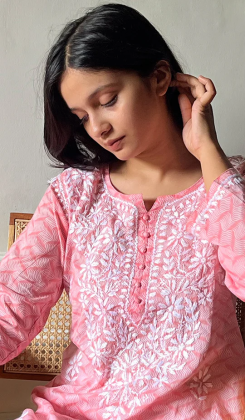 Elegant Chikan Kurti for Women – Lucknowi Chikankari by Nazrana Chikan